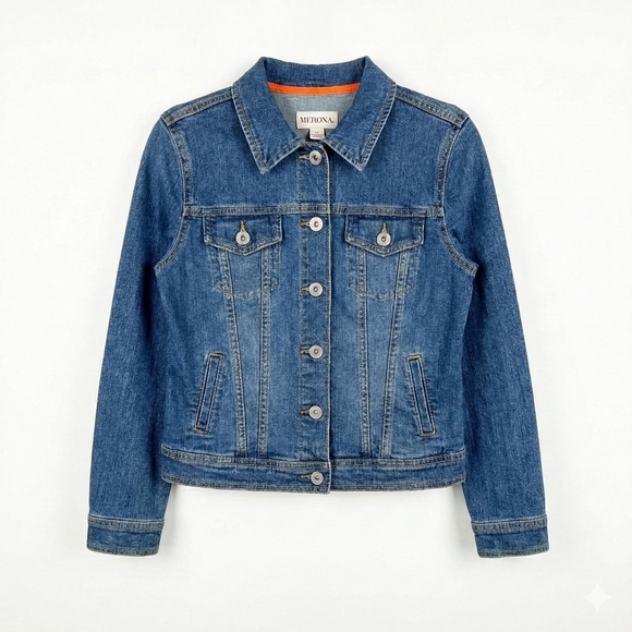 Merona Other - Merona Kids Small Denim Jacket Orange Trim